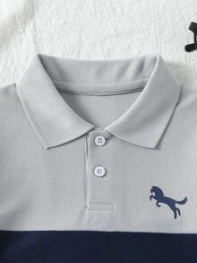2pcs/Pack Summer Polo Shirts, Casual Versatile Thin Short Sleeve T-Shirts With Color Block Print For Boys Baby Blue - Multicolor - View 7