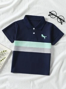 2pcs/Pack Summer Polo Shirts, Casual Versatile Thin Short Sleeve T-Shirts With Color Block Print For Boys Baby Blue - Multicolor - View 5