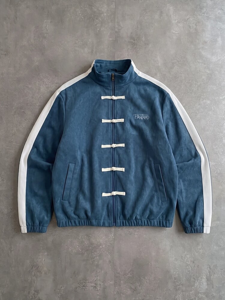 PAVTROS Men's Letter Pattern Colorblock Casual Daily Jacket - Blue - View 3