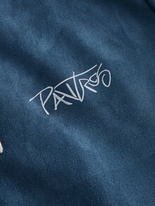 PAVTROS Chaqueta casual diaria con patrón de letras y bloques de color para hombres - Azul - Ver 6