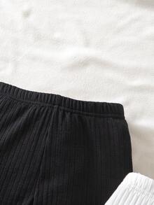 SHEIN 2件裝女童緊身褲 - 黑與白 - 查看 6