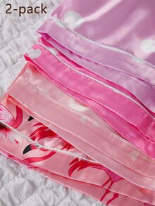 SHEIN 女童睡衣盲盒，包含粉色愛心、粉色蝴蝶結、火烈鳥、紫色波點，4款隨機發送1套，舒適開襟短袖短褲家居服套裝，4款睡衣套裝隨機1套 - 彩色 - 查看 6