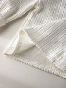 SHEIN 女童女孩羅紋針織高領毛衣 冬季返校長袖套頭上衣 - 彩色 - 查看 6