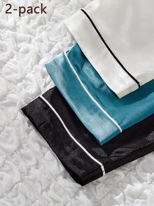 SHEIN ()3套隨機發貨，1套)女童睡衣，純色緞面極簡口袋 LOVE 刺繡長袖開襟衫配長褲 秋冬款 - 彩色 - 查看 6