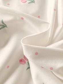 5套隨機發送 1套女童幼兒套裝 時尚可愛花卉櫻桃印花 甜美溫柔風 翻領開襟針織衫長袖褲 2件套居家休閒服 - 彩色 - 查看 5