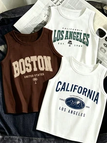 SHEIN Tween Boys 3pcs English Graphic Print Tank Tops, Casual Comfortable Spring Summer, Fashion Style, Suitable For Outings, Outdoor Sports, Picnic - Multicolor - View 7