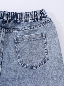 Genkimix Kids Teen Girls Wide Leg Denim Jeans All-Season Streetwear Cute Vintage Light Blue Denim With Strawberry Print Distressed Ripped Hem Design Versatile For D - Light Wash - View 8