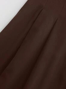 Modelyn Elegant Fashionable High-Waisted Pleated Midi Skirt, Versatile & Flattering - Brown - View 4