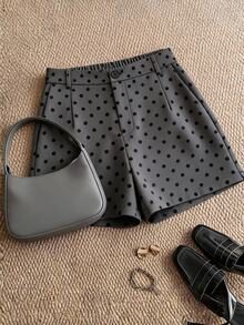 Franclia Quần short nữ màu đen cài cúc cạp vừa ống đứng phong cách thường ngày thanh lịch, phù hợp đi làm, công sở trang trọng, mặc hằng ngày, đa năng cho mùa hè và mùa thu - Nhiều màu - Xem 1