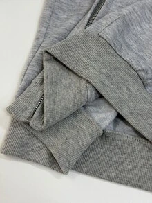 EgrlEra Sweatshirt Kasual Wanita Motif Huruf dengan Resleting, Grafis Y2k, Gaya Sehari-hari, Abu-abu, Musim Gugur, Cocok untuk Aktivitas Luar Ruangan. - Light Grey - View 7