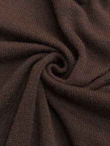 SHEIN Clasi Plus Size Women's Pullover Sweater Autumn Elegant Business Casual Asymmetrical Shoulder Cinched Cinched Waist Metal Button Decor Dates Office Brown - Coffee Brown - View 11