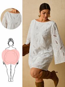 Travachic Plus Size Women's Bohemian Short Dress, Autumn/Winter Fall - White - View 6