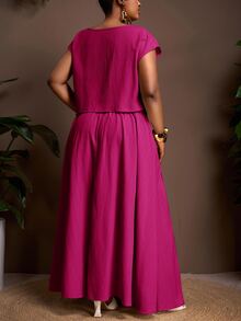 Zivah 秋冬新品/女士秋季服装/万圣节/秋季/冬季女士服装/大码秋季服装/复活节/西部风/海滩风/波西米亚风/波西米亚风女装/女士节日服装/锐舞派对/复活节女装/老钱风女装/乡村音乐会服装/外出服装/仙女风/节日服装/机场 - 玫紅色 - 查看 4