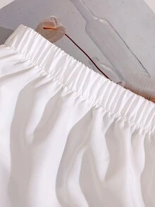 Elegant Choice For Your Little One: Tween Girls' White Woven Crinkled Skirt, Unique Texture, Exquisite Details, Dynamic Pleats, Sweet Elegant, Essential For Outings - White - View 5