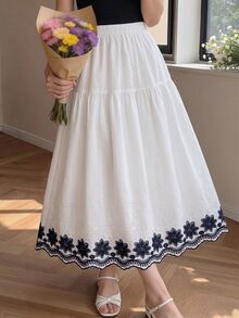 Elegant Choice For Your Little One: Tween Girls' White Woven Crinkled Skirt, Unique Texture, Exquisite Details, Dynamic Pleats, Sweet Elegant, Essential For Outings - White - View 3