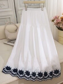 Elegant Choice For Your Little One: Tween Girls' White Woven Crinkled Skirt, Unique Texture, Exquisite Details, Dynamic Pleats, Sweet Elegant, Essential For Outings - White - View 2