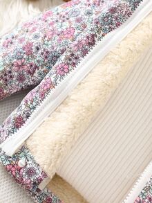 SHEIN Vintaside Kids 女嬰復古田園碎花連帽夾克，拉鍊開合，保暖內裡，休閒時尚冬季外套 - 淺粉色 - 查看 7