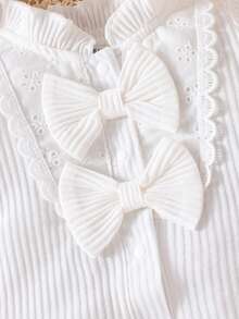 SHEIN Baby Girl Ruffle Trim Flare Sleeve Bow Front Jumpsuit - White - View 6