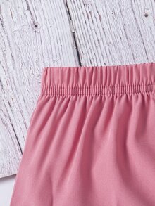Elladie kids 女孩休閒套裝，甜美粉色度假風 3D 花卉裝飾細肩帶上衣、短褲與外套夾克女童西裝外套三件套 - 粉色 - 查看 9