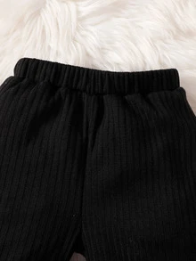 SHEIN YOUNG BOYS 2pcs/Set Casual Colorblock Ribbed Knit Long Sleeve Mock Neck Top & Pants Casual Sweatpants Outfit Fall Winter - Multicolor - View 5