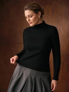 MOTF PREMIUM PLUS SIZE BUTTON DECOR RIBBED KNIT SWEATER WINTER - Black - View 4