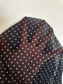 SHEIN EZwear 女款波點立領休閒百搭日常穿搭上衣 - 黑色 - 查看 9