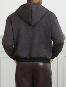 HUEFORM Men's Old Money Embroidered Letter Zip-Up Hooded ,Fabric With A Sweatshirt-Like Texture For Warmth; A Two-Way Zipper Adds A Stylish Touch For Men - Grey - View 2
