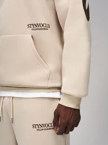 STYNVO 男士字母印花連帽衛衣與運動長褲套裝 - 杏色 - 查看 3