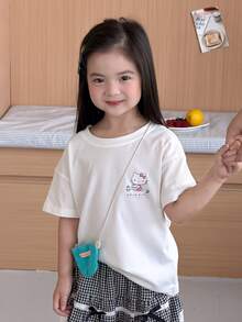 Dazy Kids HELLO KITTY | DAZY 女童標語卡通印花短袖休閒T恤 秋季 - 白色 - 查看 8