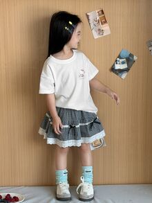 Dazy Kids HELLO KITTY | DAZY 女童標語卡通印花短袖休閒T恤 秋季 - 白色 - 查看 3