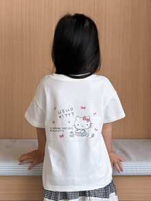 Dazy Kids HELLO KITTY | DAZY 女童標語卡通印花短袖休閒T恤 秋季 - 白色 - 查看 9