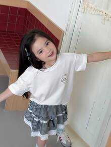 Dazy Kids HELLO KITTY | DAZY 女童標語卡通印花短袖休閒T恤 秋季 - 白色 - 查看 4