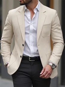 Manfinity Mode Men Lapel Neck Dual Pocket Blazer - Apricot - View 3