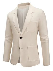 Manfinity Mode Men Lapel Neck Dual Pocket Blazer - Apricot - View 4