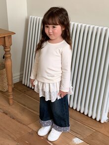 DAZY Baby Girls Round Neck Long Sleeve Korean Style Top Fall - White - View 4