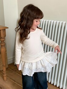 DAZY Baby Girls Round Neck Long Sleeve Korean Style Top Fall - White - View 3