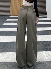 DAZY Women's Drawstring Waist Cargo Pants,Fall Clothes Cute Tops - Green - View 7