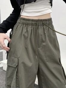 DAZY Women's Drawstring Waist Cargo Pants,Fall Clothes Cute Tops - Green - View 4