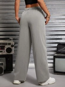 SHEIN PETITE Solid Slant Pocket Suit Pants In Fall/Winter - Grey - View 2