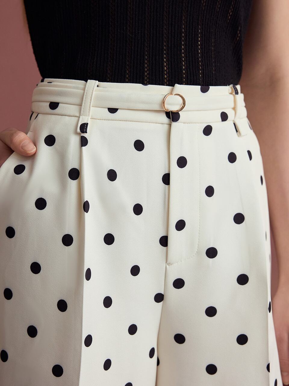 MOTF Tall WOMEN'S TALL SLIM WAIST POLKA DOT STRAIGHT LEG SUIT PANTS