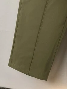 SHEIN 大童男孩休閒純色牙籤褶飾抽繩鬆緊腰長褲，適合秋冬春季，適合戶外玩耍、上學、街頭風、派對與休閒穿著，高 CP 值 - 軍綠色 - 查看 5