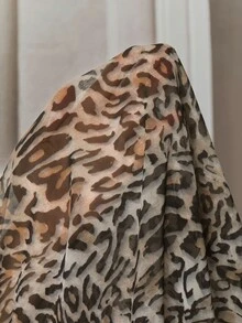 SHEIN Elegant Commuter Minimalist Leopard Print Chiffon Ruffle Blouse Spring Summer Autumn Long Sleeve Versatile Shirt - Brown - View 4