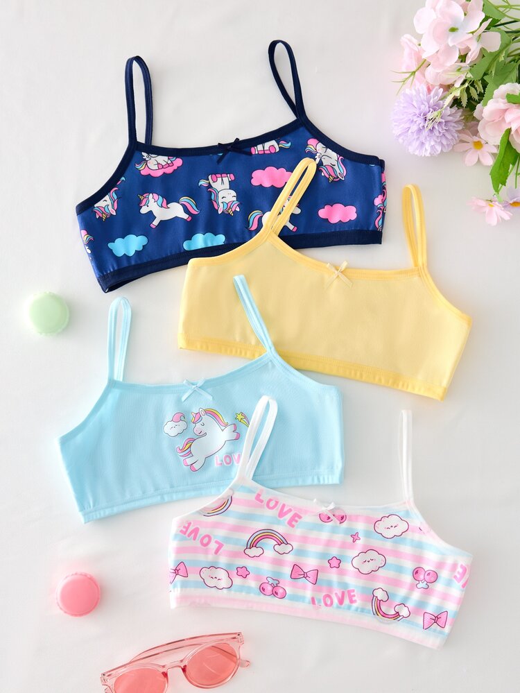 Random 4-Piece , A Combination Of Colorful Unicorns And Bears, Suitable For Girls And Children Autumn Fall - Multicolor - View 4