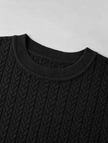 SHEIN Women's French Fall/Winter Going OutSolid Color Short Sleeve Knit Top - Black - View 6