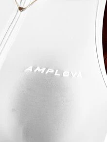 Amplova Sleeveless Fitted Backless Athletic Romper Gym Going Out Fitness Fashion Black Casual Going Out White Race Back Backless Front Zipper Daily Wear Gym - White - View 7