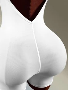 Amplova Sleeveless Fitted Backless Athletic Romper Gym Going Out Fitness Fashion Black Casual Going Out White Race Back Backless Front Zipper Daily Wear Gym - White - View 9