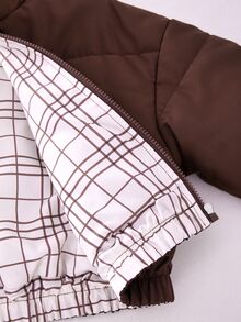 SHEIN Tween Girl Cotton Padded Coat, Fall, Winter - Brown - View 9