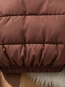 SHEIN Tween Girl Cotton Padded Coat, Fall, Winter - Brown - View 6