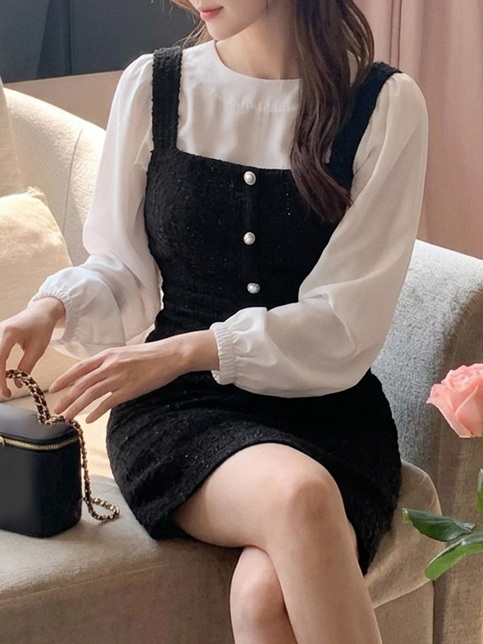 Solid Color Fitted Waist Short Dress With Straps, Elegant Vacation Style, Summer Women's Short Dress School