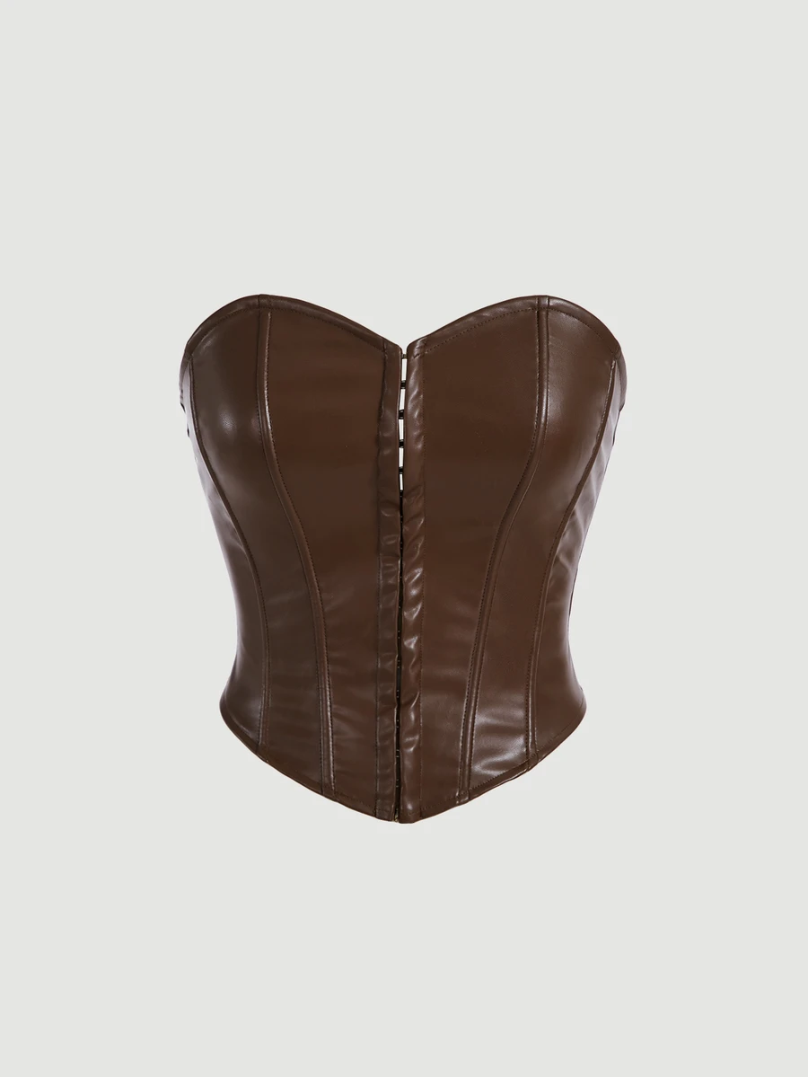 Skyraze Atasan Wanita Asimetris Plain Casual - Coffee Brown - View 1